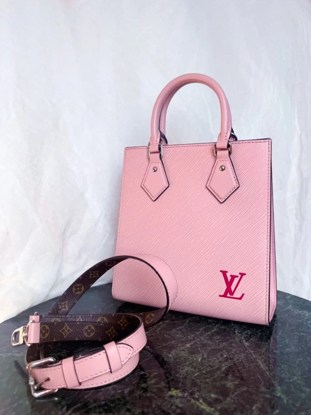 Louis Vuitton Sac Plat BB Epi Leather — Rose Ballerine Pink, w/ Reversible Strap